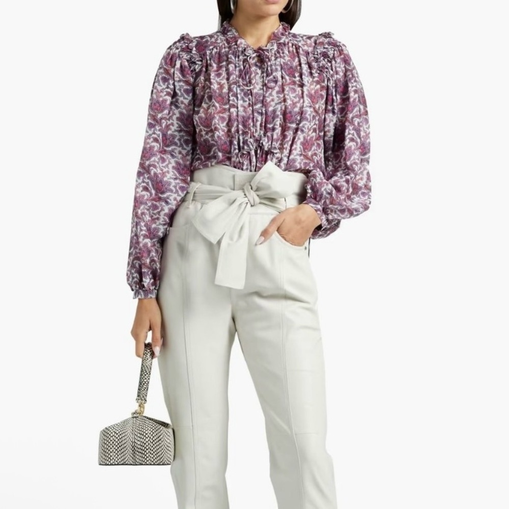 Isabel Marant Floral Print- Ruffled- Silk Blouse- French Size 36